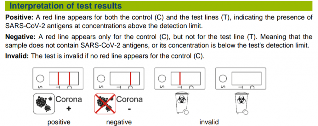 A screenshot of the manual for the COVID antigen test.